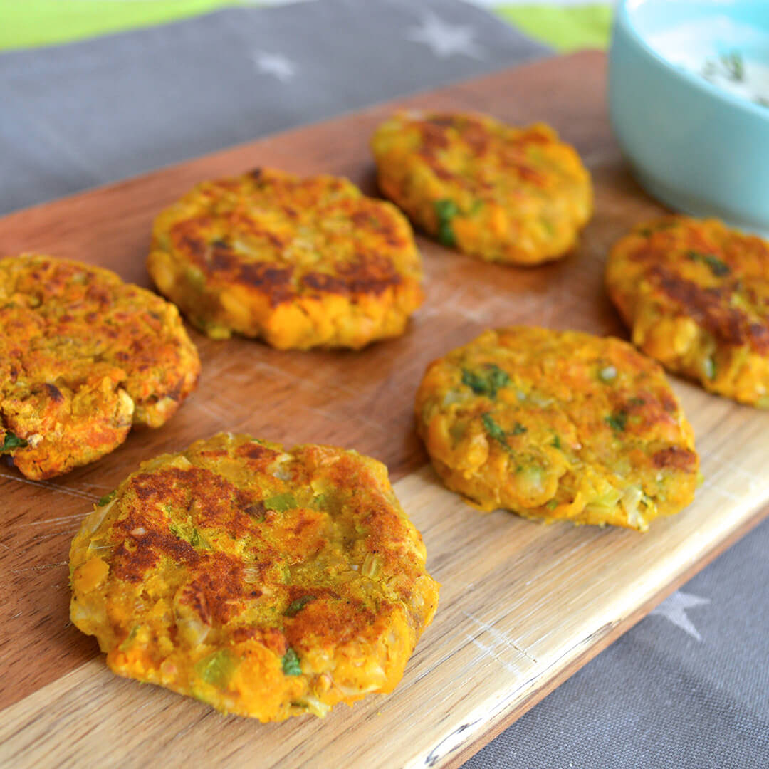 Chickpea patties on a chopping board