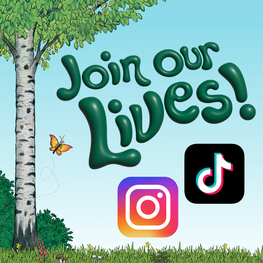 An image from The Gruffalo story and the Intagram and TikTok logos.