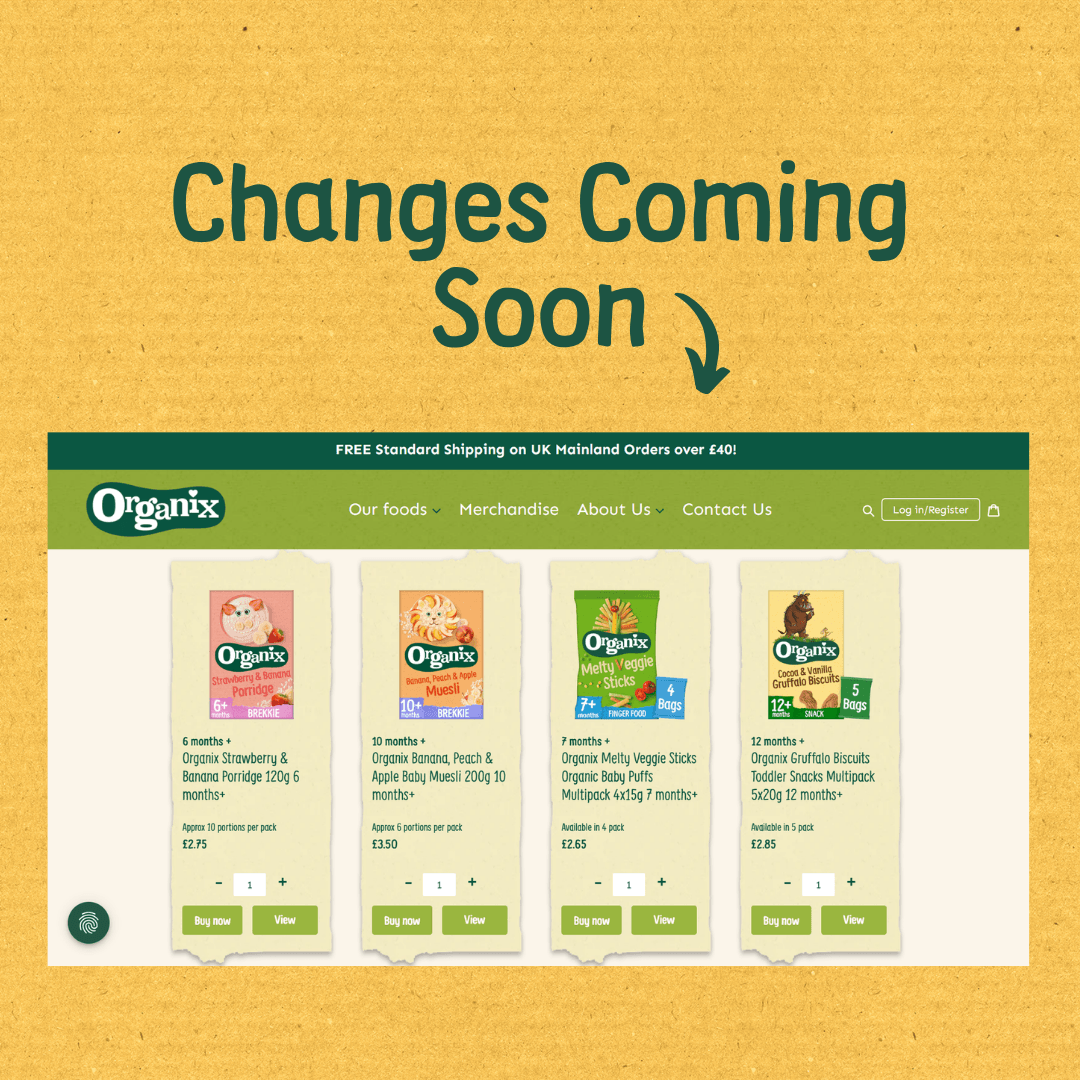 A banner explaining that there are changes coming to Organix website shop as it is closing