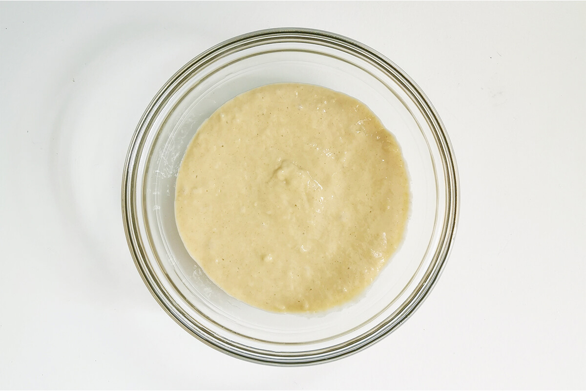 Cupcake batter in a glass bowl