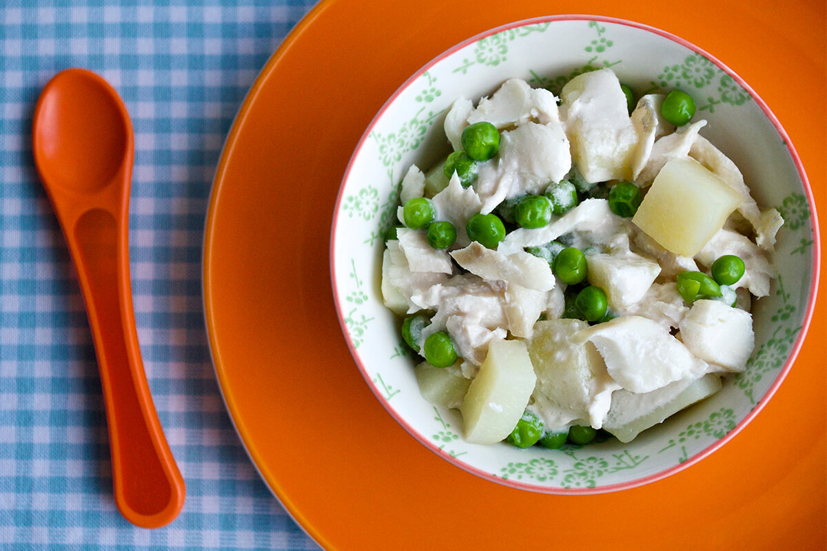 Baby fish pie in a bowl