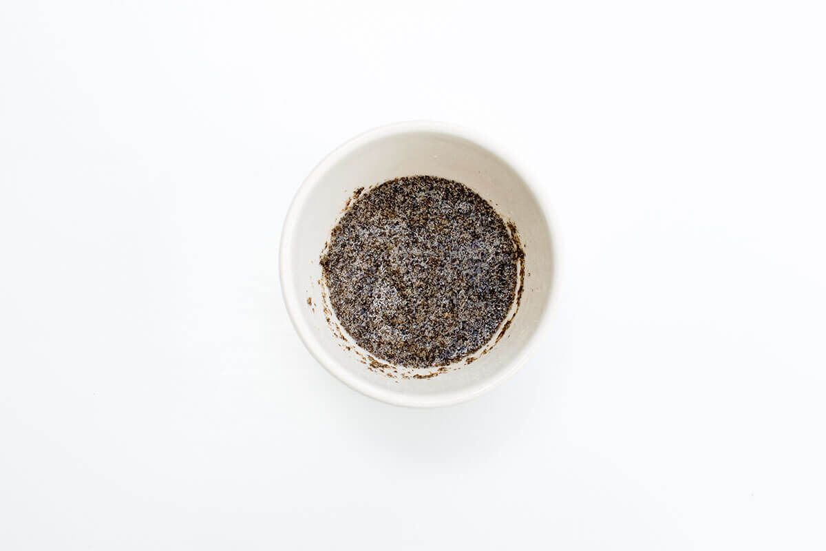 A bowl of chia seeds mixed with water