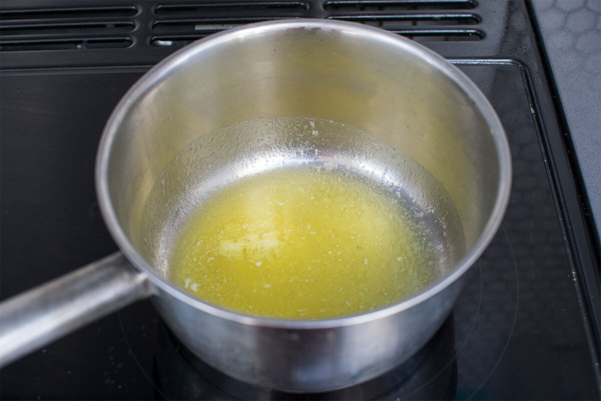 A saucepan of melted butter