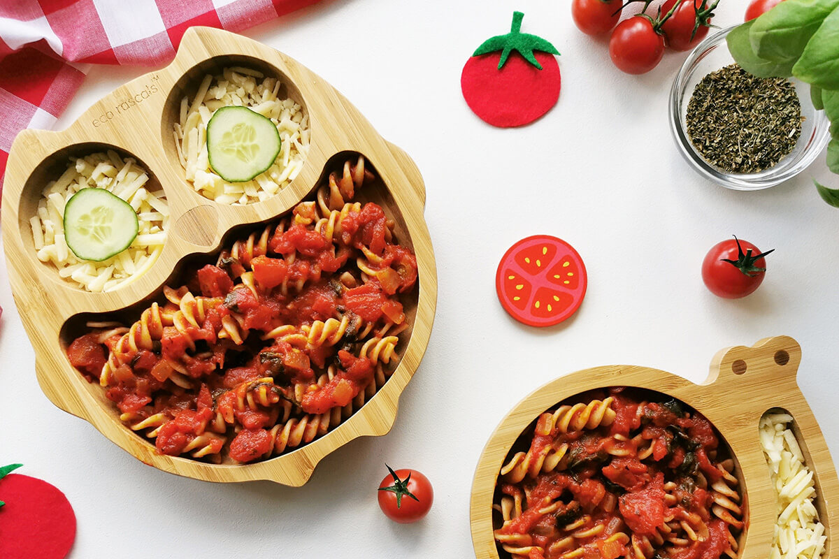 Two servings of Baby Pasta & Sauce Recipe with Tomato