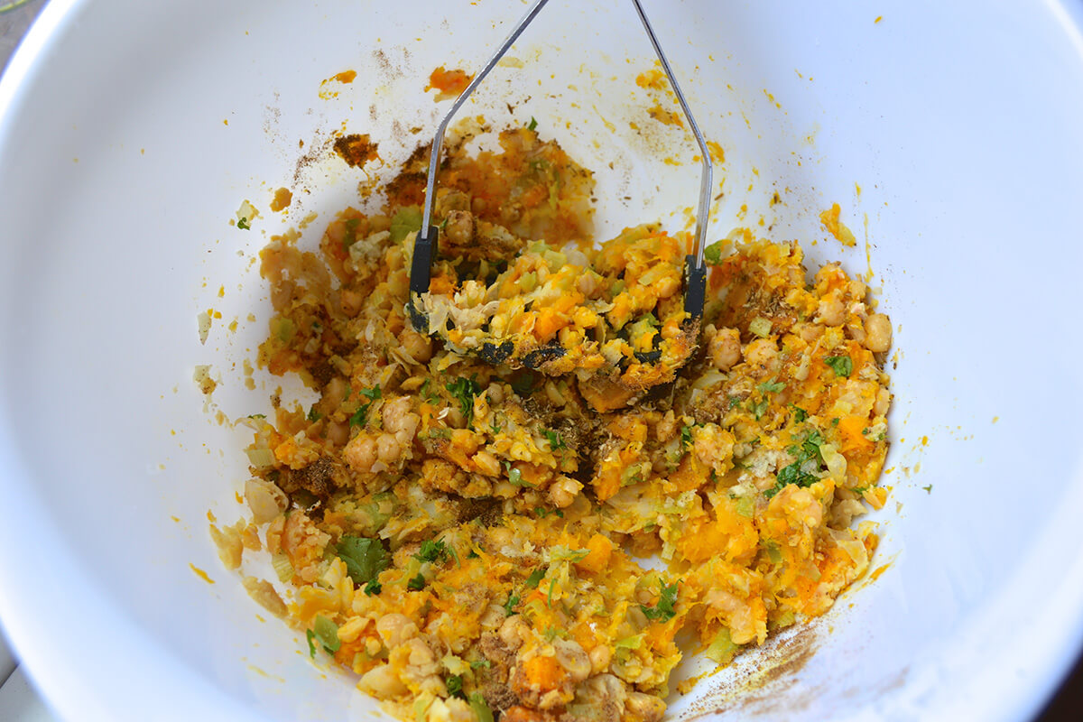 Chickpea patty mix in a bowl