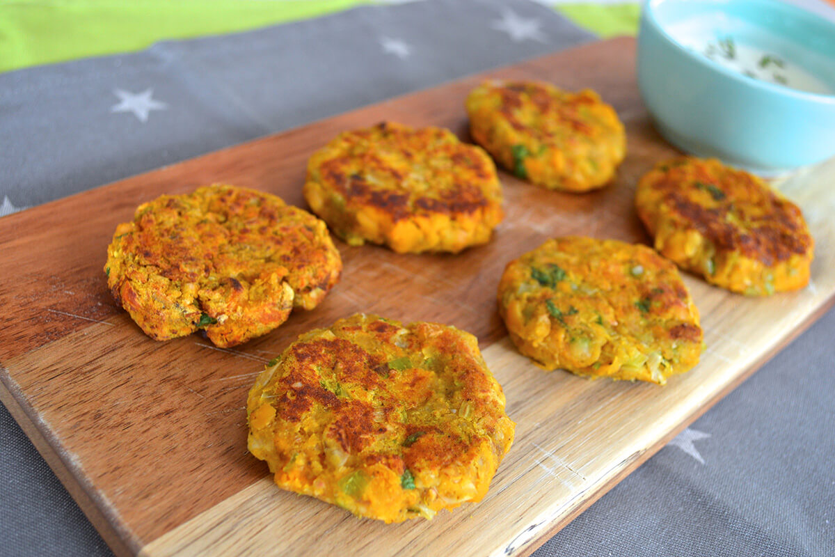 Chickpea patties on a chopping board