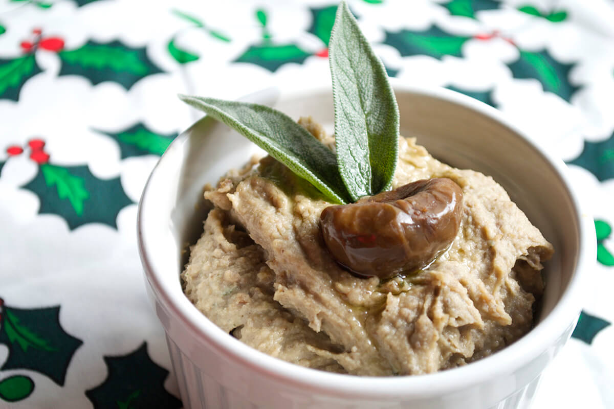 A ramekin of Christmas Chestnut Hummous