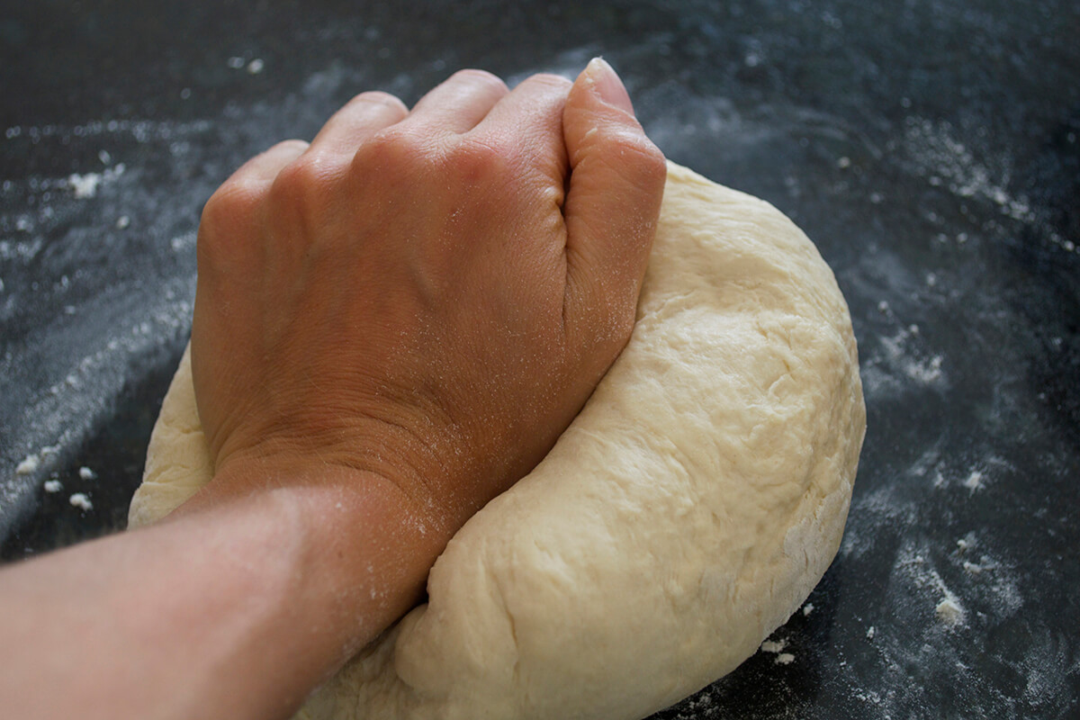 Bread dough being knead