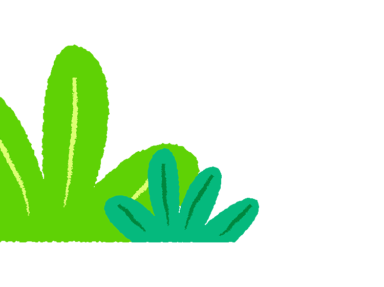 Cartoon, illustrated green bushes with texture