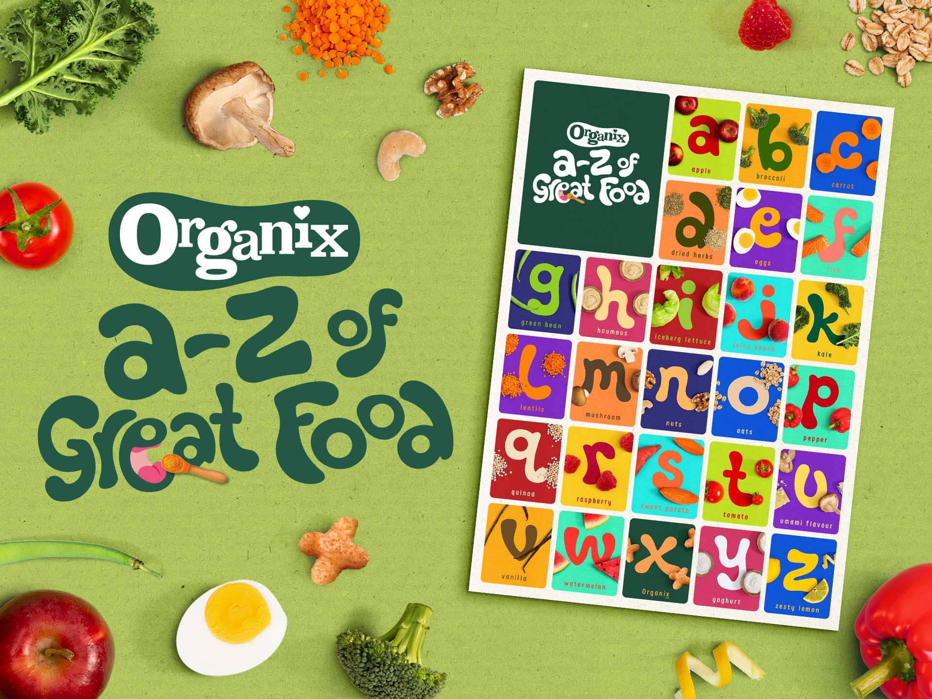 Organix A to Z of Great Food wall chart and ingredients